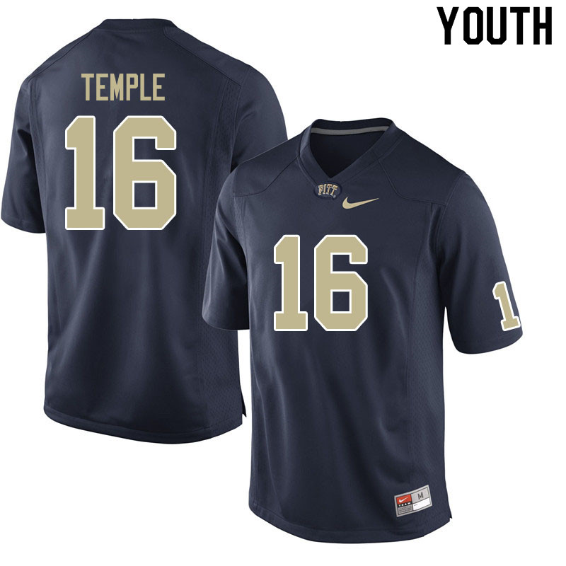 Youth #16 Nate Temple Pitt Panthers College Football Jerseys Sale-Navy